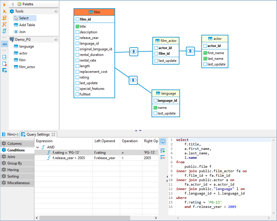 Dbeaver visual query builder