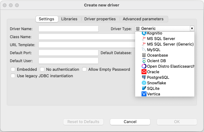 Create a driver DBeaver