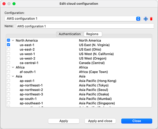 DBeaver AWS Regions