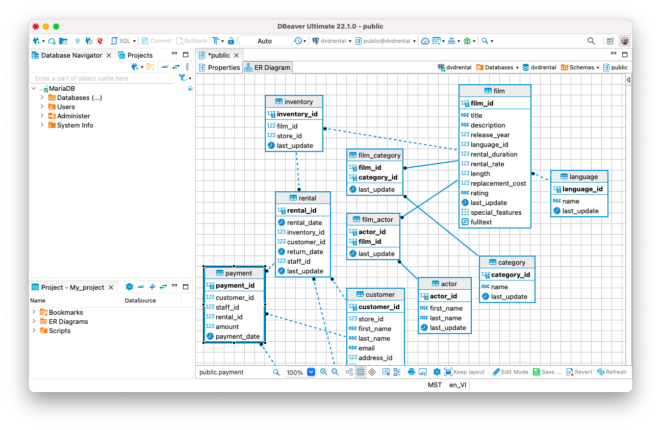 Two ways to use ERD in DBeaver