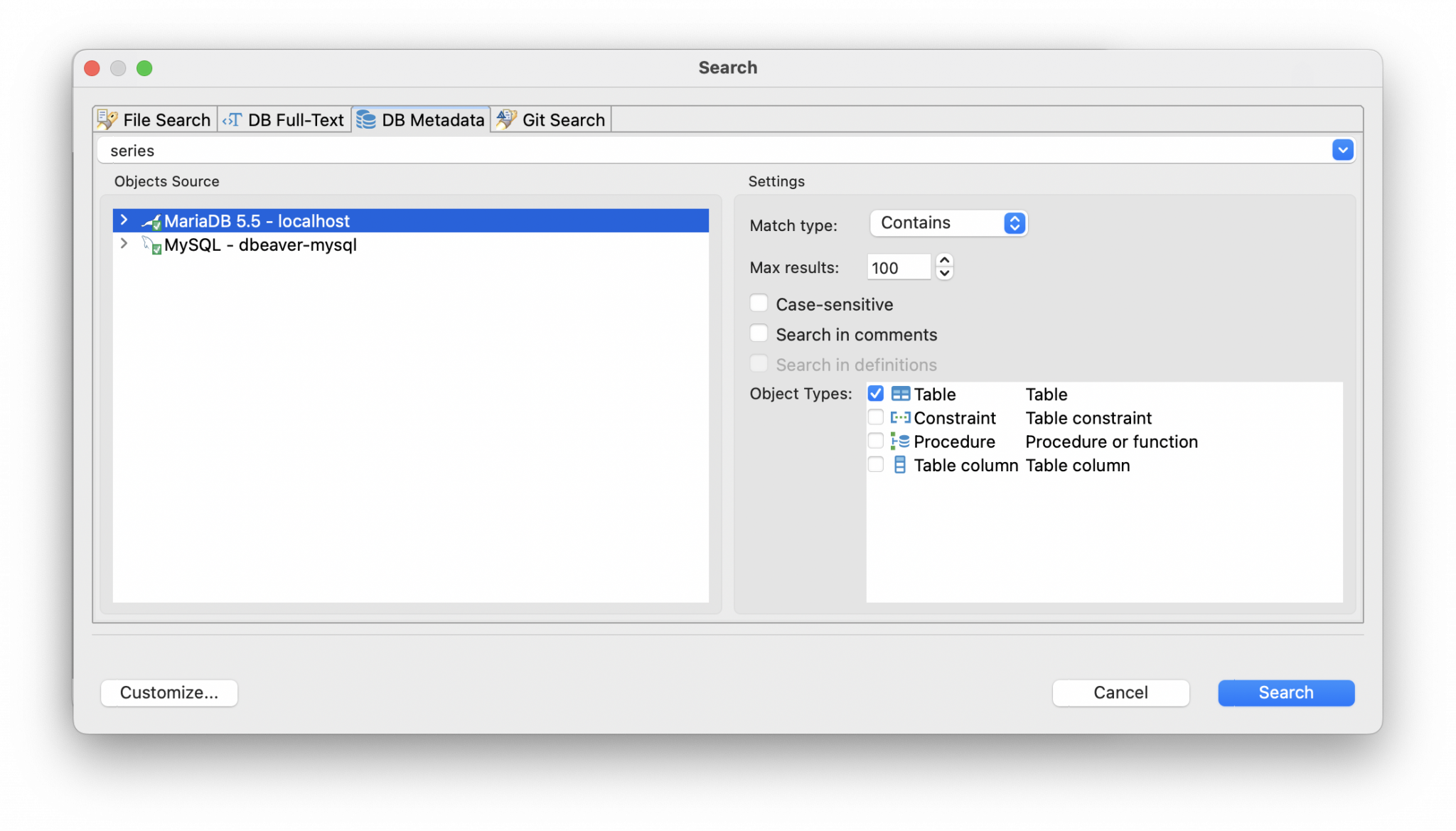 DBeaver Tutorial | Metadata Search