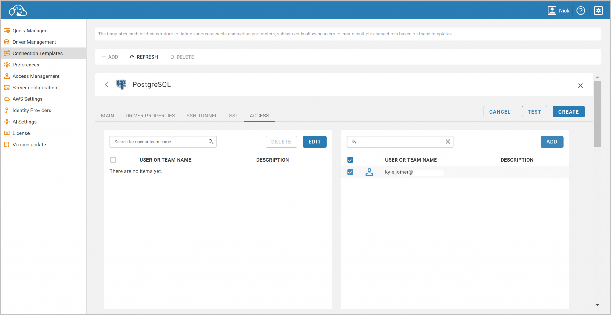 How to create a connection from a template in CloudBeaver