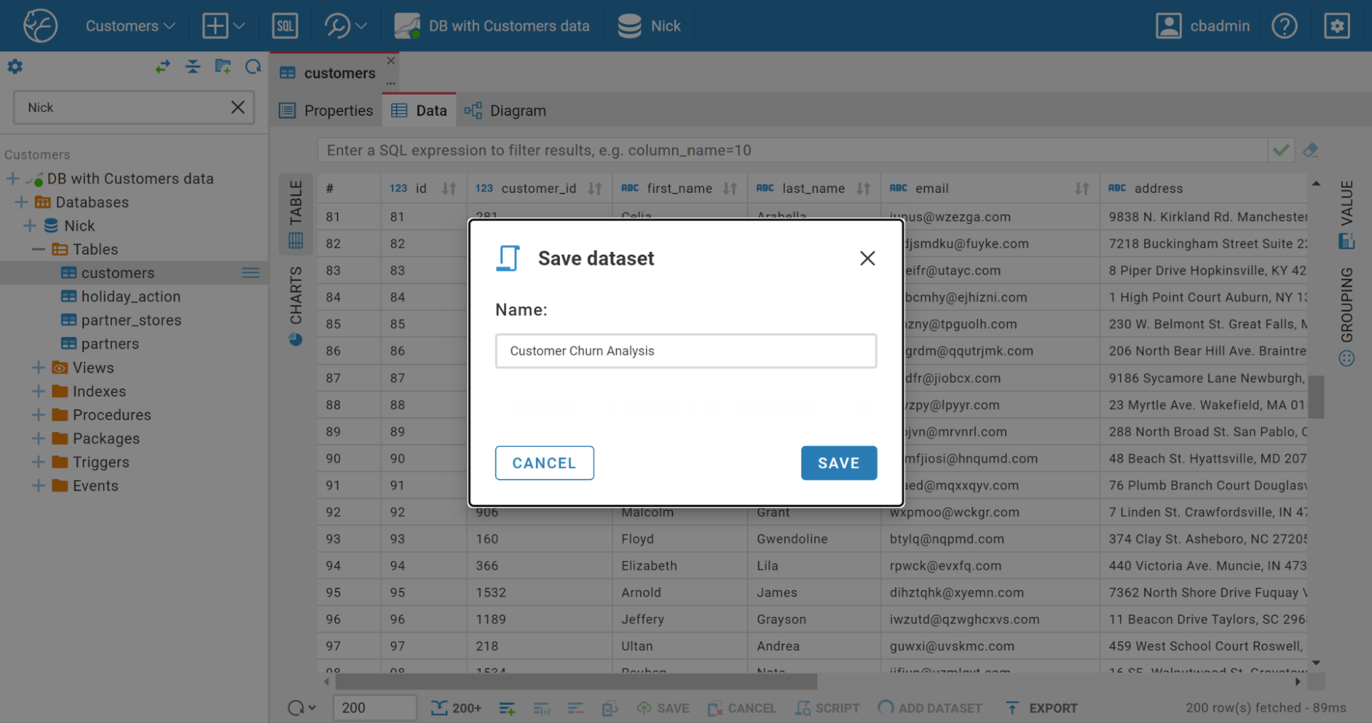 How to use datasets and charts in Team Edition