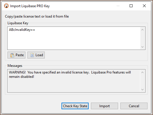 Invalid key state