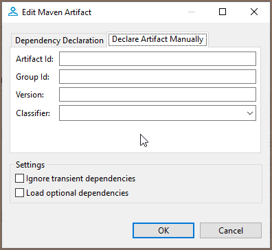 Declare artifacts manually