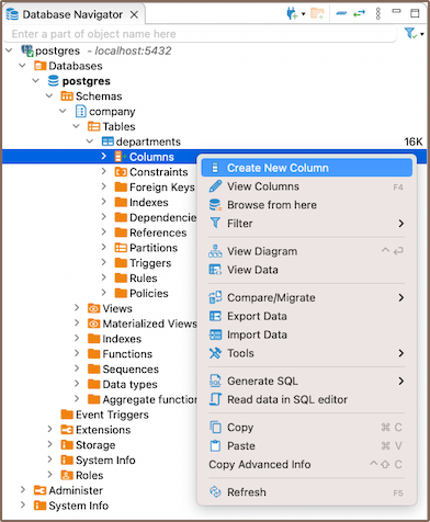 create new table in dbeaver sybase